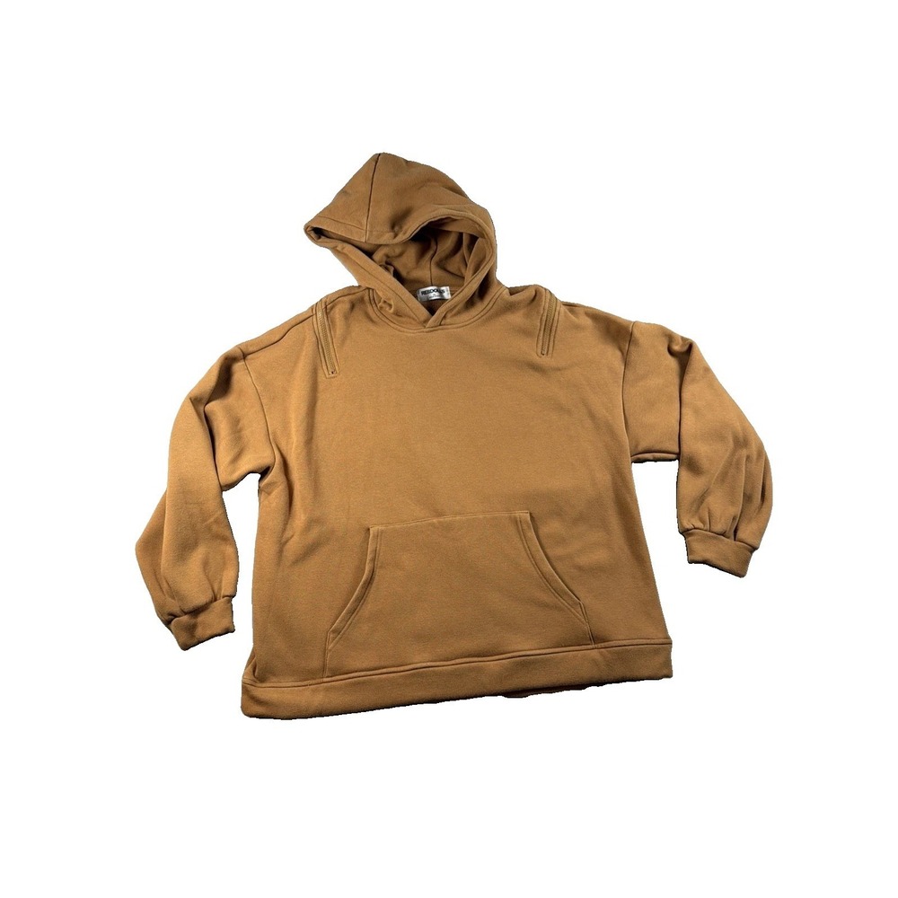 Hoodie Womens Rebdolls 1X Brown Shoulder & Back Zipper Fleece Relaxed Pullover